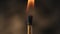 Macro video captures the moment of ignition of the match and its flame. From the flare up to the bright burning. The red