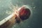 Macro view of a cricket bat hitting a cricket ball, Cricket sport background, Generative AI