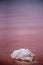 Macro View of the salt rock in red waved water Salinas Torrevieja Spain Sunny day with reflective surface