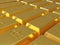 Macro view of stacks of gold bars