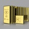 Macro view of stacks of gold bars