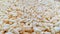 Macro view of white fresh puffed rice corn