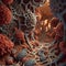 Macrophage cells, immune cells at high magnification, AI generative illustration,