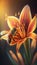 Macrophoto of an amazing orange lily with bee