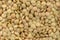 macrophotograph of numerous dry green lentil grains seen from the top in great detail. blurred image, good for background