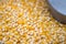 Macroshot of corn grains, sale on local city market