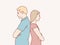 Mad angry cranky quarreling young couple having an argument simple korean style illustration