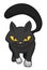 Mad Black Cat with Fierce Look and Furry Tail, Vector Illustration