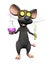 Mad cartoon mouse doing a science experiment.