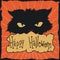 Mad Cat Halloween Retro Poster, Vector Illustration