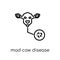 Mad cow disease icon. Trendy modern flat linear vector Mad cow d