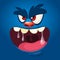 Mad creepy monster screaming. Cartoon vector illustration of spooky monster face avatar. Big set of monster faces.