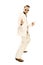 Mad disco dancer in white suit