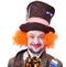 Mad hatter`s different facial emotions. Close-up portrait of smi