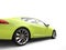 Mad lime green modern electric sports car - rear wheel closeup shot