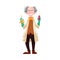 Mad professor in lab coat and green rubber gloves