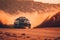 a mad race in the desert. Post-apocalyptic. racing. Generative AI