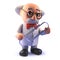 Mad scientist character holding a paperclip in cartoon 3d