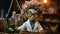 Mad Scientist Doll With Glasses And Lab Coat - Close Up Photo