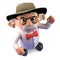 Mad scientist has been wearing his bush tucker hat ever since his holiday to Australia, 3d illustration