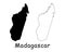 Madagascar Country Map. Black silhouette and outline isolated on white background. EPS Vector