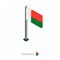 Madagascar Flag on Flagpole in Isometric dimension
