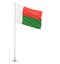 Madagascar flag on a flagpole white background 3D illustration