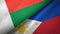 Madagascar and Philippines two flags textile cloth, fabric texture