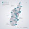 Madagascar vector map with infographic elements, pointer marks