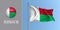 Madagascar waving flag on flagpole and round icon vector illustration