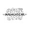 Madagscar hand written word with doodle animals of Madagascar around.