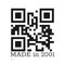 MADE in 2001. Stylized lettering with a real QR code for clothing, textiles and greetings