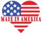 Made in America Heart Shaped Flag with Clipping Path around Red and Blue Illustration on White