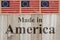 Made in America message with retro flags