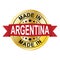 made in Argentina gold badge with red ribbon