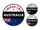 Made in Australia with and Australia flag for label, stickers, badge