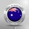 Made in Australia Label, Logo, Stamp Round Flag of Nation with 3D Silver Glossy Effect