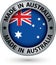 Made in Australia silver label with flag, vector illustration