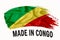 Made in Congo handwritten vintage ribbon flag, brush stroke, typography lettering logo label banner on white background