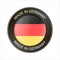Made in Germany button. Round label with German flag. High quality product mark. Glossy sticker. Round icon. Badge. Product of Ger