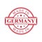 Made in Germany label icon with red color emblem on the white background