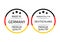 Made in Germany round labels in English and in German languages . Quality mark vector icon. Perfect for logo design, tags, badges