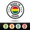 Made in Ghana badges with flag. Flat Eps10 Vector.