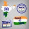 Made in India rubber stamps icon isolated on transparent background. Manufactured or Produced in India. Map Republic of India. Set