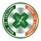 Made in Ireland seal or stamp. Round hologram sign for label design and national Ireland marketing. Local production