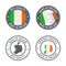 Made in Ireland - set of labels, stamps, badges, with the Ireland map and flag. Best quality. Original product.