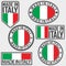 Made in Italy label set with Italian flag, vector