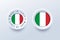 Made in Italy round label, badge, button, sticker with Italian national flag.