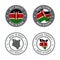 Made in Kenya - set of labels, stamps, badges, with the Kenya map and flag. Best quality. Original product.