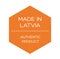 Made in Latvia label on white